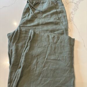 frank. By FRANK And OAK linen Green Casual Pants